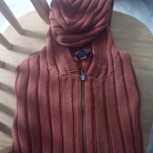 S Orange Zipper Sweater
